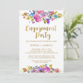 パープルガーデン金ゴールド婚約パーティ招待状 招待状 (スタンド正面)