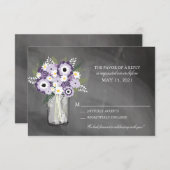 パープルガーデン 黒板 メッセージカード  マスンジャー フラワー｜出欠確認 出欠カード (正面/裏面)