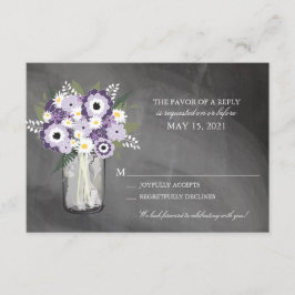 パープルガーデン 黒板 メッセージカード  マスンジャー フラワー｜出欠確認 出欠カード