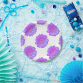 パープルガーベラデイジー ペーパープレート (パーティー)