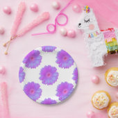 パープルガーベラデイジー ペーパープレート (パーティー)