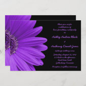パープルガーベラ結婚式招待状パープルアンドブラック 招待状 (正面/裏面)
