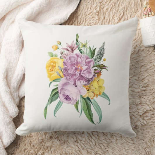 パープルガーリーイエローシックフローラ クッション (ブランケット)
