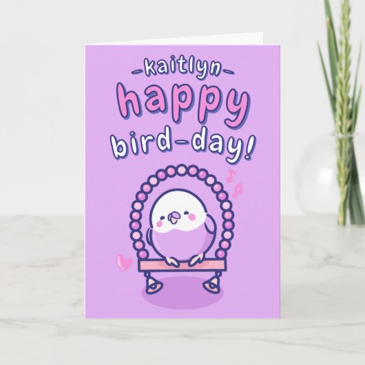 パープルガーリーカートゥーンブジンプン誕生日 カード (正面)