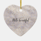 パープルガーリーグラム金ゴールドヒョウ印刷ウォーターカラー セラミックオーナメント (正面)