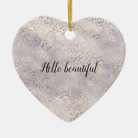 パープルガーリーグラム金ゴールドヒョウ印刷ウォーターカラー セラミックオーナメント (正面)