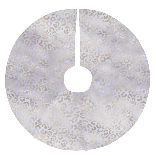 パープルガーリーグラム金ゴールドヒョウ印刷ウォーターカラー ブラッシュドポリエステルツリースカート (正面)