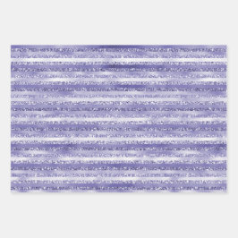 パープルガーリーグリッターグラムストライプズ ラッピングペーパーシート