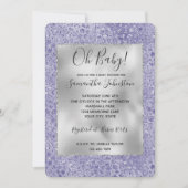 パープルガーリーグリッターグリッツレオパード印刷 招待状 (正面)