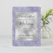 パープルガーリーグリッターグリッツレオパード印刷 招待状 (スタンド正面)