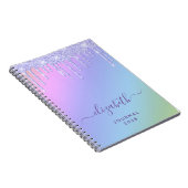 パープルガーリーグリッタードリッパーソナライズされたプスレインボー ノートブック (右側)