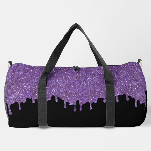 パープルガーリーグリッタードリップスブラックラージ ダッフルバッグ (裏面)