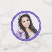 パープルガーリーグリッターモノグラム写真 コンフェッティ (スモール正面)