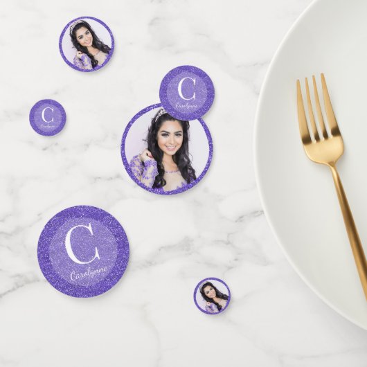 パープルガーリーグリッターモノグラム写真 コンフェッティ (グループ)