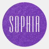 パープルガーリーグリッター名可愛いスパークル ラウンドシール (正面)