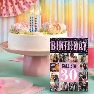 パープルガーリーグリッター紙吹雪12フォト誕生日 カード