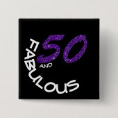 パープルガーリーグリッター50と素晴らしい誕生日 缶バッジ (正面)