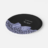 パープルガーリージャガープリントラベンダーボウと名前 ペーパープレート (アングル)