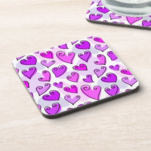 パープルガーリーハートかわいいロマンチックなバレンタインデー コースター (左側)