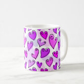 パープルガーリーハートかわいいロマンチックなバレンタインデー コーヒーマグカップ (正面右)