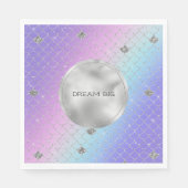 パープルガーリーピンクアクアシルバーマーメイドグリッター スタンダードランチョンナプキン (正面)