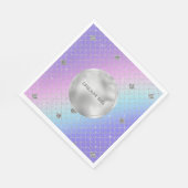 パープルガーリーピンクアクアシルバーマーメイドグリッター スタンダードランチョンナプキン (角)