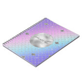パープルガーリーピンクアクアシルバーマーメイドグリッター ノートブック (左側)