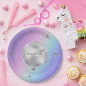 パープルガーリーピンクアクアシルバーマーメイドグリッター ペーパープレート (パーティー)