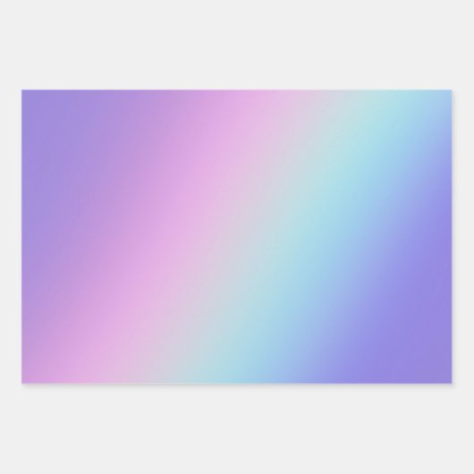 パープルガーリーピンクアクアシルバーマーメイドグリッター ラッピングペーパーシート (正面2)