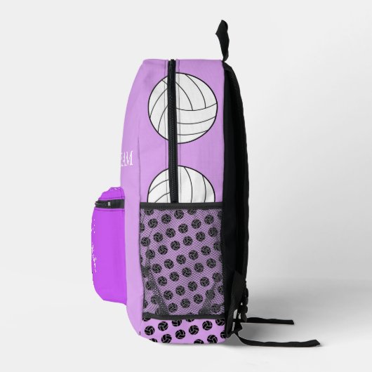 パープルガーリーフォトバレーボールバッグパーソナライズされた プリントバックパック (右)