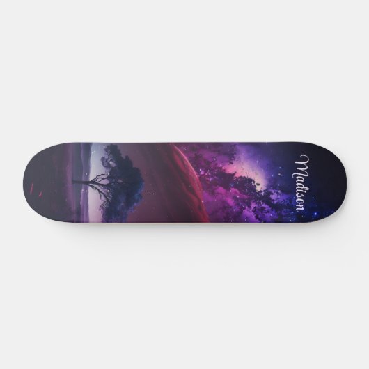 パープルガーリーミッドナイトスカイツリー名前をカスタムする スケートボード (横)