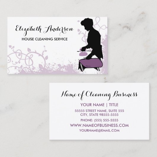 パープルガーリーヴィンテージメイドシルエットハウスキーピング 名刺 (正面/裏面)