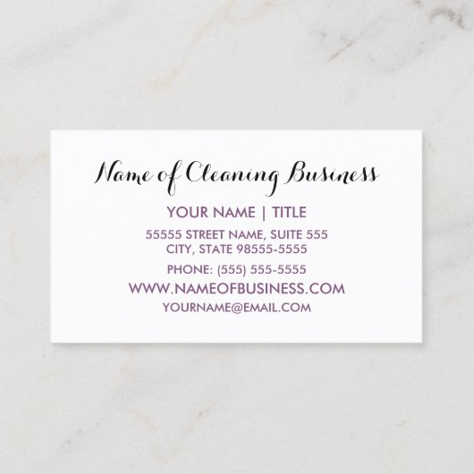 パープルガーリーヴィンテージメイドシルエットハウスキーピング 名刺 (裏面)