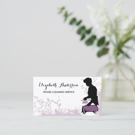 パープルガーリーヴィンテージメイドシルエットハウスキーピング 名刺 (スタンド正面)