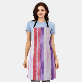 パープルガーリー赤面ピンクレッドストライプクリスマスクリスマス エプロン (着用した状態)