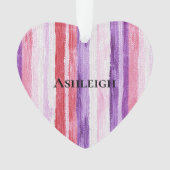 パープルガーリー赤面ピンクレッドストライプクリスマスクリスマス オーナメント (正面)