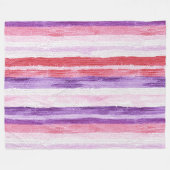 パープルガーリー赤面ピンクレッドストライプクリスマスクリスマス フリースブランケット (正面(横))