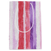 パープルガーリー赤面ピンクレッドストライプクリスマスクリスマス ミディアムペーパーバッグ (正面)