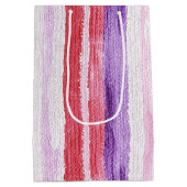 パープルガーリー赤面ピンクレッドストライプクリスマスクリスマス ミディアムペーパーバッグ (裏面)