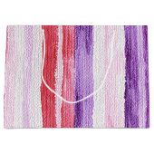 パープルガーリー赤面ピンクレッドストライプクリスマスクリスマス ラージペーパーバッグ (正面)