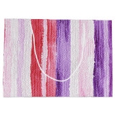 パープルガーリー赤面ピンクレッドストライプクリスマスクリスマス ラージペーパーバッグ (裏面)