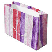 パープルガーリー赤面ピンクレッドストライプクリスマスクリスマス ラージペーパーバッグ (裏面アングル)