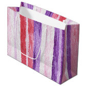 パープルガーリー赤面ピンクレッドストライプクリスマスクリスマス ラージペーパーバッグ (正面アングル)