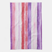 パープルガーリー赤面ピンクレッドストライプブライダルシャワー キッチンタオル (縦)