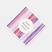 パープルガーリー赤面ピンクレッドストライプ誕生日 スタンダードランチョンナプキン (角)