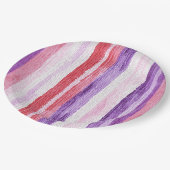 パープルガーリー赤面ピンクレッドストライプ誕生日 ペーパープレート (アングル)