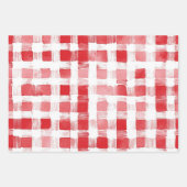 パープルガーリー赤面ピンクレッドストライプ誕生日 ラッピングペーパーシート (正面3)