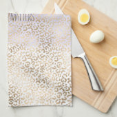 パープルガーリー金ゴールドグラデーションヒョウ印刷 キッチンタオル (四つ折り)