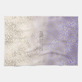 パープルガーリー金ゴールドグラデーションヒョウ印刷 キッチンタオル (横)