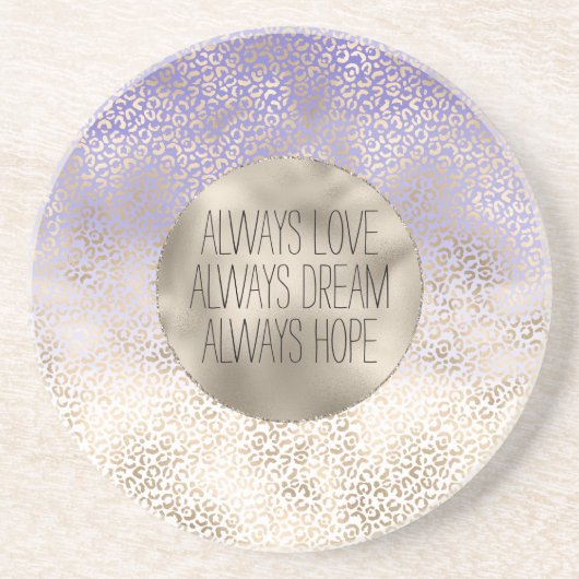 パープルガーリー金ゴールドグラデーションヒョウ印刷 コースター (正面)